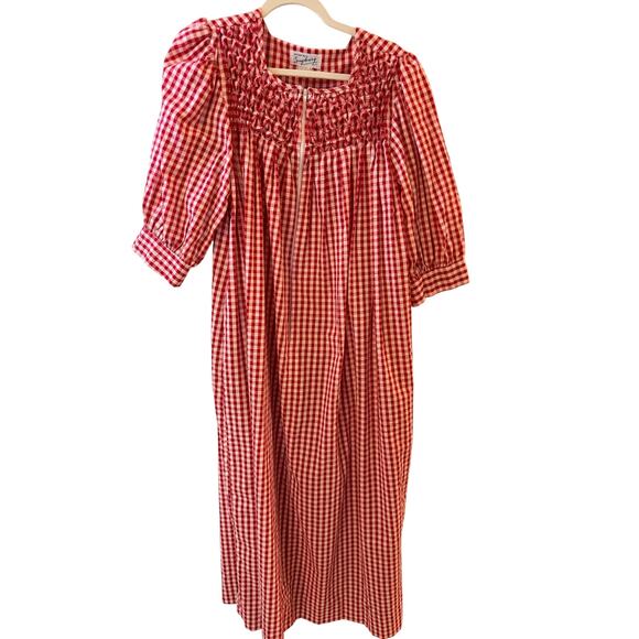 Saybury Dresses & Skirts - Vintage Red Gingham Prairie Dress | Smocked Cottagecore Housedress